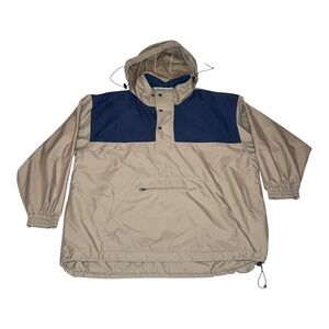 Vintage‎ Lee Casual Collection Anorak Jacket Tan Block Hooded Pullover Mens XL